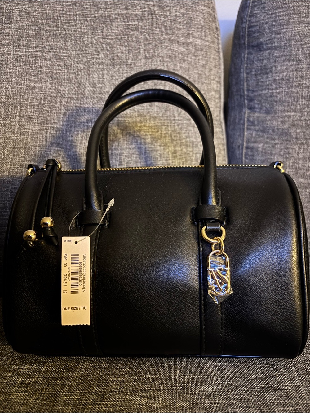 Victoria's Secret Black Dome Satchel with Gold Hardware